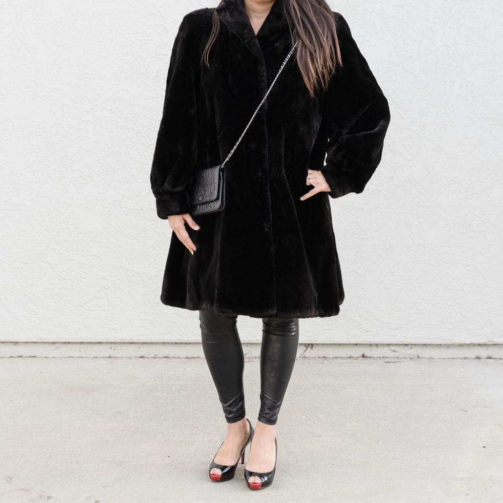 Black-Brown Beaver Fur Coat Size S